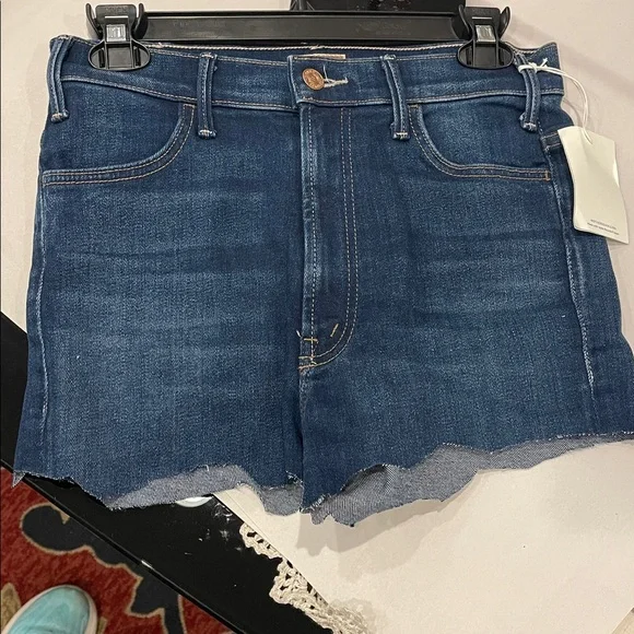 MOTHER Dark Blue Denim Cutoff Shorts size 27 NWT - Picture 3 of 8